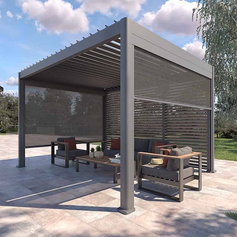 Skynox Serisi Antrasit - Tekli Modül Bioklimatik Pergola (Perdeli)