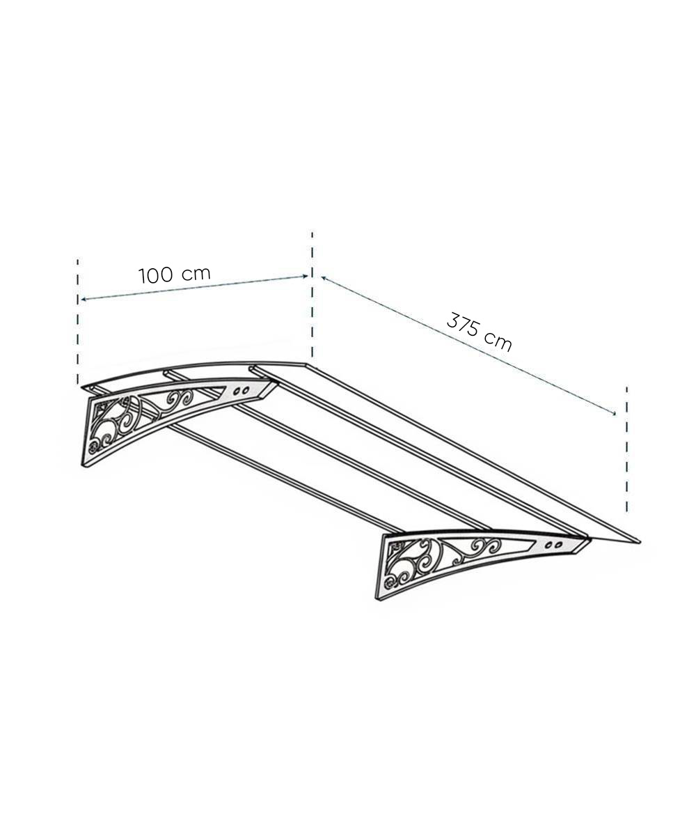 ferforje-100-375 Lale Serisi | Alüminyum Gri Taşıyıcı | Gri Üst Kaplama (375 cm x 100 cm)